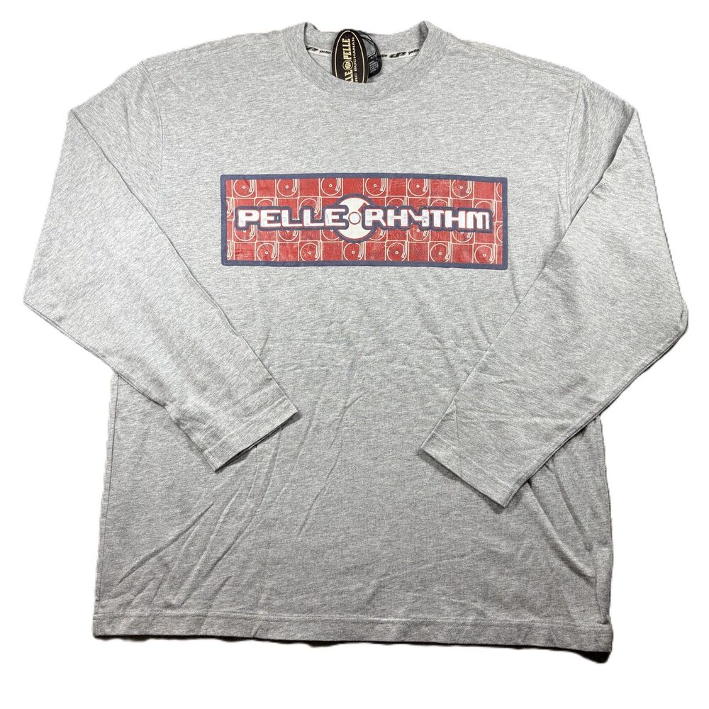 Pelle Pelle Men Vintage Long Sleeve T-Shirt NWT Streetwear Hip Hop Gray XL K148